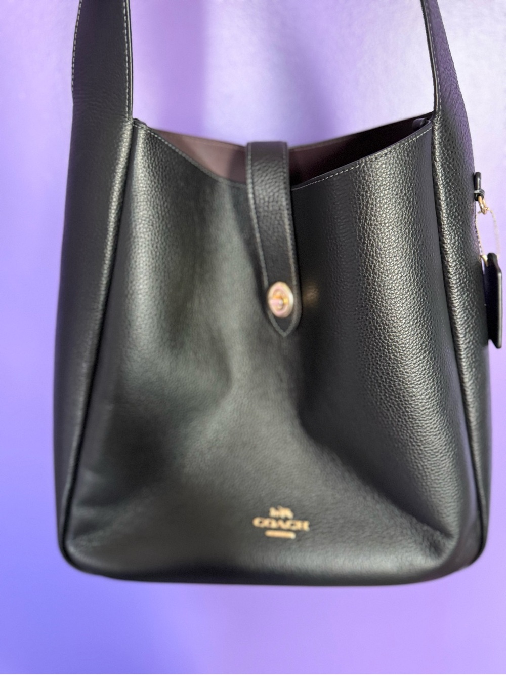 Coach Black Pebbled Leather Hobo Shoulder Bag with Gold Logo